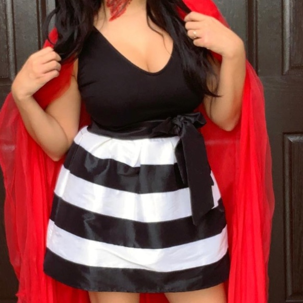 Black & white striped cocktail dress